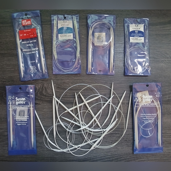Lot of 17 Circular Knitting Needles Susan Bates Unique Prym Mixed Sizes Aluminum - Picture 7 of 7